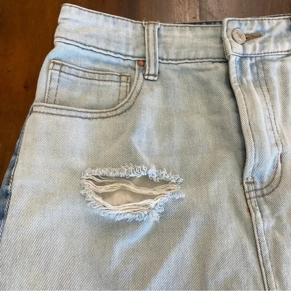 PacSun Distressed Two Toned Frayed Hem Denim Jean Skirt Size 26 Y2K - Picture 3 of 7